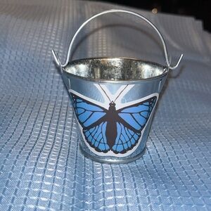 Miniature pail tea light holder candle hanging 2” x 2.5” wide NEW Butterfly